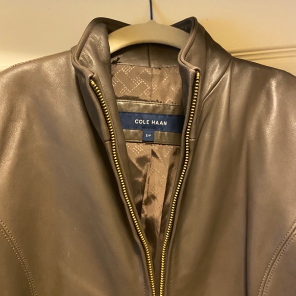 Cole Haan Womans Brown Leather Jacket S/P - Picture 3 of 3